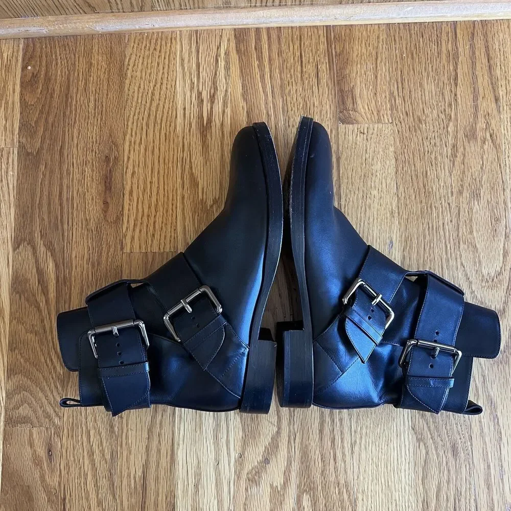 Pierre Hardy Ankle Boots Double Strap Cutout Leather Sz 9.5 | 39.5‎ Italy Moto - Picture 7 of 14